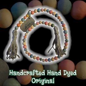 Hand Crafted New Wood Bead Hand Dyed Garland Tree Mantle Curtain Original B016